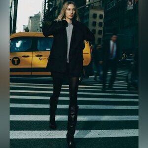 ZARA CONTRASTING HOODED BLAZER